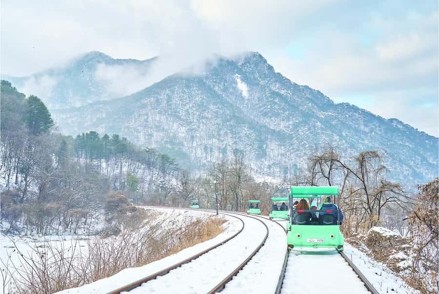 Eobi Ice Valley & Nami (+ Light Festival, Railbike, Alpaca) - Entering Eobi Ice Valley’s frozen world