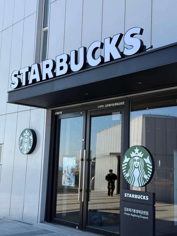 From Seoul: Aegibong Starbucks Observatory & DMZ View - Exhibition Hall windows: where the Jogang River story starts