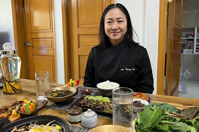 Korean Cooking Class in Seoul with a Professional Chef - Meal time: soup, kimchi, and the soju glass