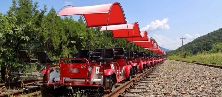 Seoul: Gangwon-do Day Trip with Alpaca World & Nami Island - Gangchon Rail Park: rail-bike time on Bukhan River views